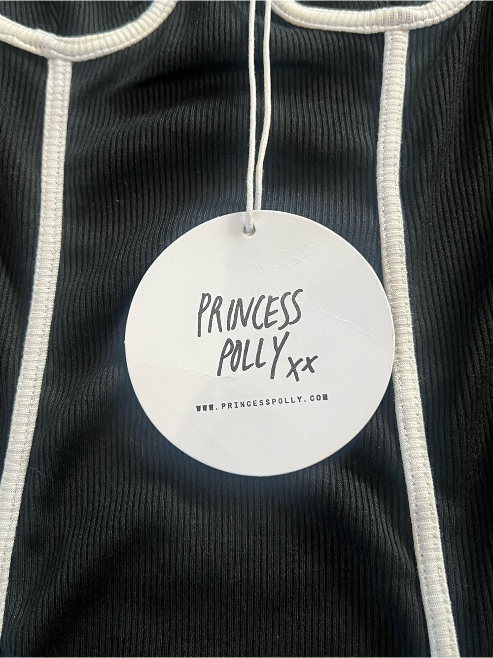 Princess Polly Black Mini Slip Dress with White Contrast Seams - Picture 2 of 6
